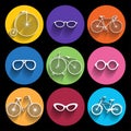 Trendy hipster Icons With Long Shadow Royalty Free Stock Photo