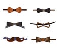 Trendy Hipster Wooden Bow Ties Collection Royalty Free Stock Photo