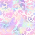 Trendy holographic Leopard seamless pattern. Vector pastel rainbow wild animal cheetah skin, gradient leo texture, neon Royalty Free Stock Photo