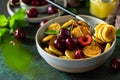 Trendy home breakfast with tiny pancakes cereal. Royalty Free Stock Photo