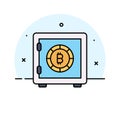 Trendy icon of bitcoin safe, crypto vault vector design