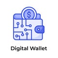 Trendy icon of digital wallet, online payment, ewallet, business and finance vector