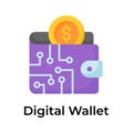 Trendy icon of digital wallet, online payment, ewallet, business and finance vector