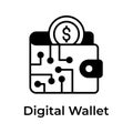 Trendy icon of digital wallet, online payment, ewallet, business and finance vector