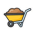 Trendy icon of wheelbarrow in modern style, dirt carrier vector, farming equipment Royalty Free Stock Photo