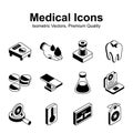 Trendy isometric vectors of medical and healthcare in editable style Royalty Free Stock Photo