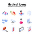 Trendy isometric vectors of medical and healthcare in editable style Royalty Free Stock Photo