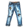 Trendy Jeans Bottom Cartoon Square Illustration.