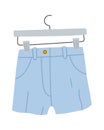 Trendy jeans shorts on hanger flat icon