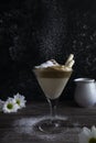 Trendy Korean recipe for whipped coffee, reverse latte or homemade Dalgon coffee