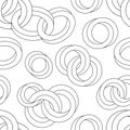 Seamless geometric pattern monochrome illusion 3d impossible figures - black circles rings on a white background. Royalty Free Stock Photo