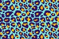 Trendy leopard pattern background. Hand drawn abstract wild animal cheetah skin blue texture for fashion print design, wallpaper, Royalty Free Stock Photo