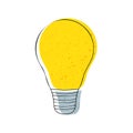 Trendy light bulb symbol. Textured outline with colored shapes electric lamp illustration