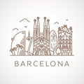 Trendy line-art illustration of Barcelona.
