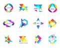 Trendy logos geometric opacity shapes vector set