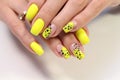 Trendy manicure design on a beautiful background