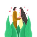 Trendy married couple white background, great design for any purposes. Creative illustration. Young lovers newlyweds, wedding