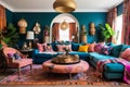Trendy Maximalist Family Room Decor, Eclectic Style
