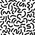 Trendy memphis style seamless pattern inspired by 80s, 90s retro fashion design. Black and white hipster backdrop