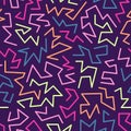Trendy memphis style seamless pattern inspired by 80s, 90s retro fashion design. Colorful festive hipster background