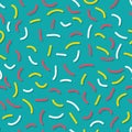 Trendy memphis style seamless pattern inspired by 80s, 90s retro fashion design. Colorful festive hipster background