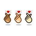 Trendy mini heart love sticker vector, korean heart finger i love you sign icon vector illustration