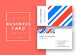 Trendy minimal abstract business card template in blue color. Mo Royalty Free Stock Photo