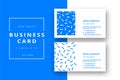 Trendy minimal abstract business card template in blue color. Mo