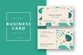 Trendy minimal abstract business card template on foliage layout