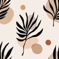 Trendy minimalist seamless botanical pattern with line art composition