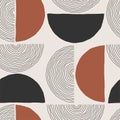 Trendy minimalist seamless pattern with abstract creative hand drawn composition