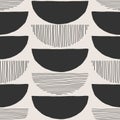 Trendy minimalist seamless pattern with abstract creative hand drawn composition