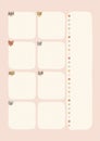 Trendy minimalist weekly template planner in pastel colors for girls. To-do list.