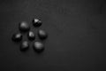 Trendy minimalistic matte black background with shells