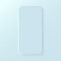 Trendy mobile phone template with blank screen for design app and presentation. Royalty Free Stock Photo