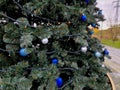 trendy modern Christmas tree with blue teeth made of glossy and