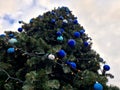 trendy modern Christmas tree with blue teeth made of glossy and