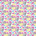 Trendy Motley Pattern With Colorful Squiggles. 90x style, graffiti style. Vector Illustration Royalty Free Stock Photo