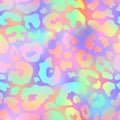 Trendy Neon Leopard seamless pattern. Vector rainbow wild animal cheetah skin, gradient leo texture with neon spots on Royalty Free Stock Photo