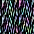 Trendy Neon Tiger seamless pattern. Vector rainbow wild animal skin textured background, rainbow gradient stripes on Royalty Free Stock Photo