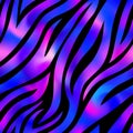 Trendy Neon Zebra seamless pattern. Vector shiny purple gradient wild animal skin textured background. Black tiger Royalty Free Stock Photo