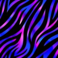 Trendy Neon Zebra seamless pattern. Vector shiny purple gradient wild animal skin textured background. Black tiger Royalty Free Stock Photo