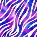 Trendy Neon Zebra seamless pattern. Vector shiny purple gradient wild animal skin textured background. White tiger Royalty Free Stock Photo