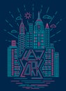 Trendy New York outline design illustration