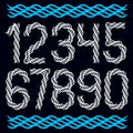 Trendy numbers collection, vector numeration created using abstract rhythmic wave lines, can be used as logo design elements Royalty Free Stock Photo