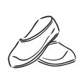 Trendy old cozy styled rainy wellie isolated on white background. Freehand outline ink hand drawn icon symbol sketchy in