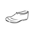 Trendy old cozy styled rainy wellie isolated on white background. Freehand outline ink hand drawn icon symbol sketchy in Royalty Free Stock Photo