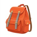Trendy Orange Student Backpack with Leather Straps - Isolated Vector Illustration Royalty Free Stock Photo