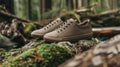 A trendy pair of sneakers made from sustainable plantbased materials and ethically sourced leather. . Royalty Free Stock Photo