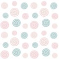 Cute trendy pastel abstract hand drawn seamless vector pattern background illustration with circles modern design for paper, cover Royalty Free Stock Photo